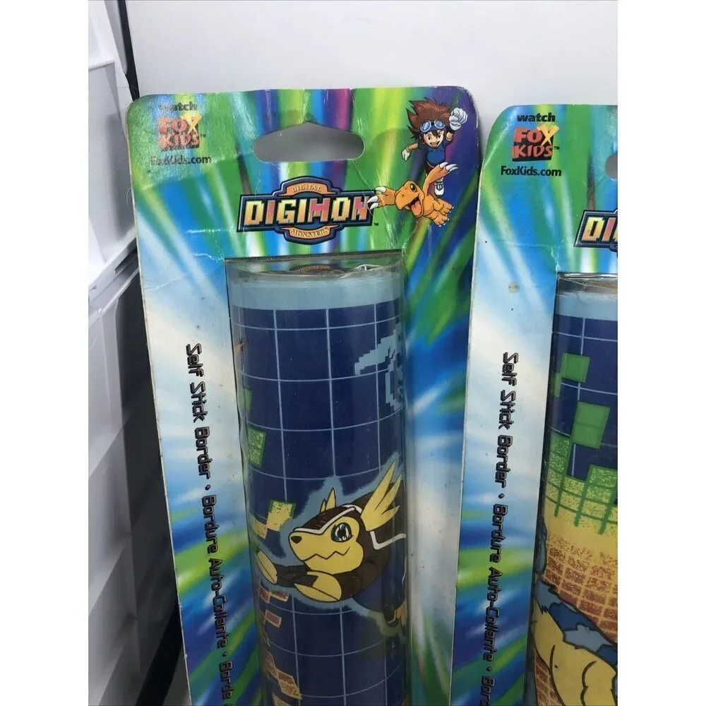 3 Digimon Digital Monsters Self Stick Wall Paper Border 8.4sq.ft 5ydx6.75in VTG.